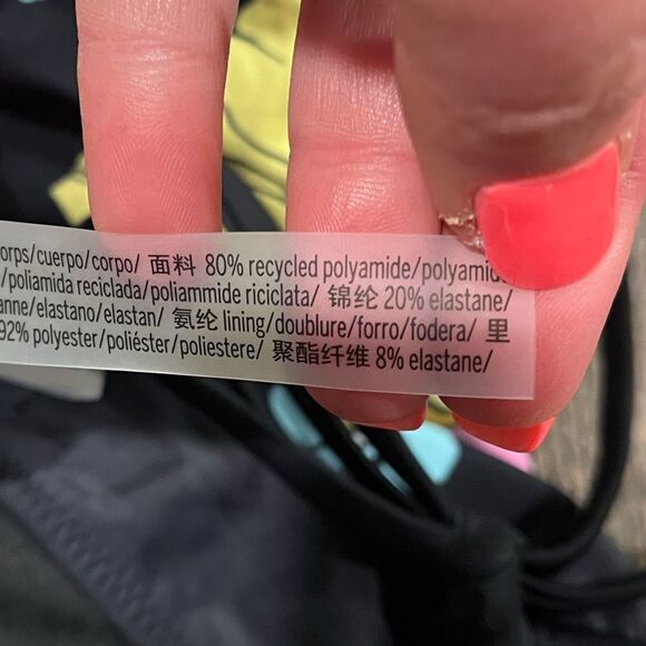 NWOT PINK Victoria's Secret One Piece Swimsuit Floral V-Neck Black Multi Medium - Picture 4 of 5